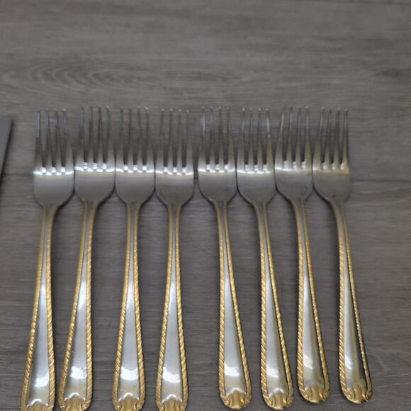Lot of 17 Pieces SOLIGEN GERMANY 18/10 Stainless & GOLD Accent Flatware - Picture 2 of 13